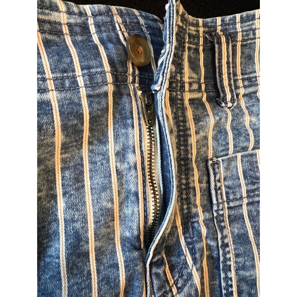 American Eagle Shorts Women's Size 00 Hi-Rise Blue White Peach/Tan Stripe Shorts - Picture 8 of 12